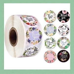 100 Floral Thank You Stickers 1.5”